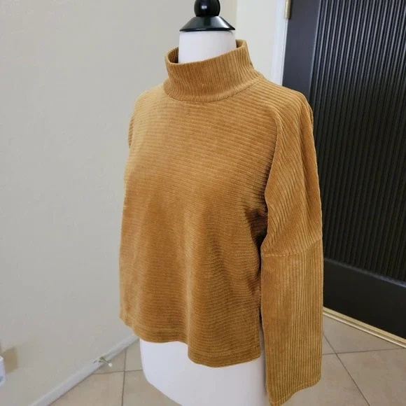 Madewell Top Turtleneck Long Sleeves Fall Velour Corduroy Mockneck XXS AE617 - Picture 4 of 11